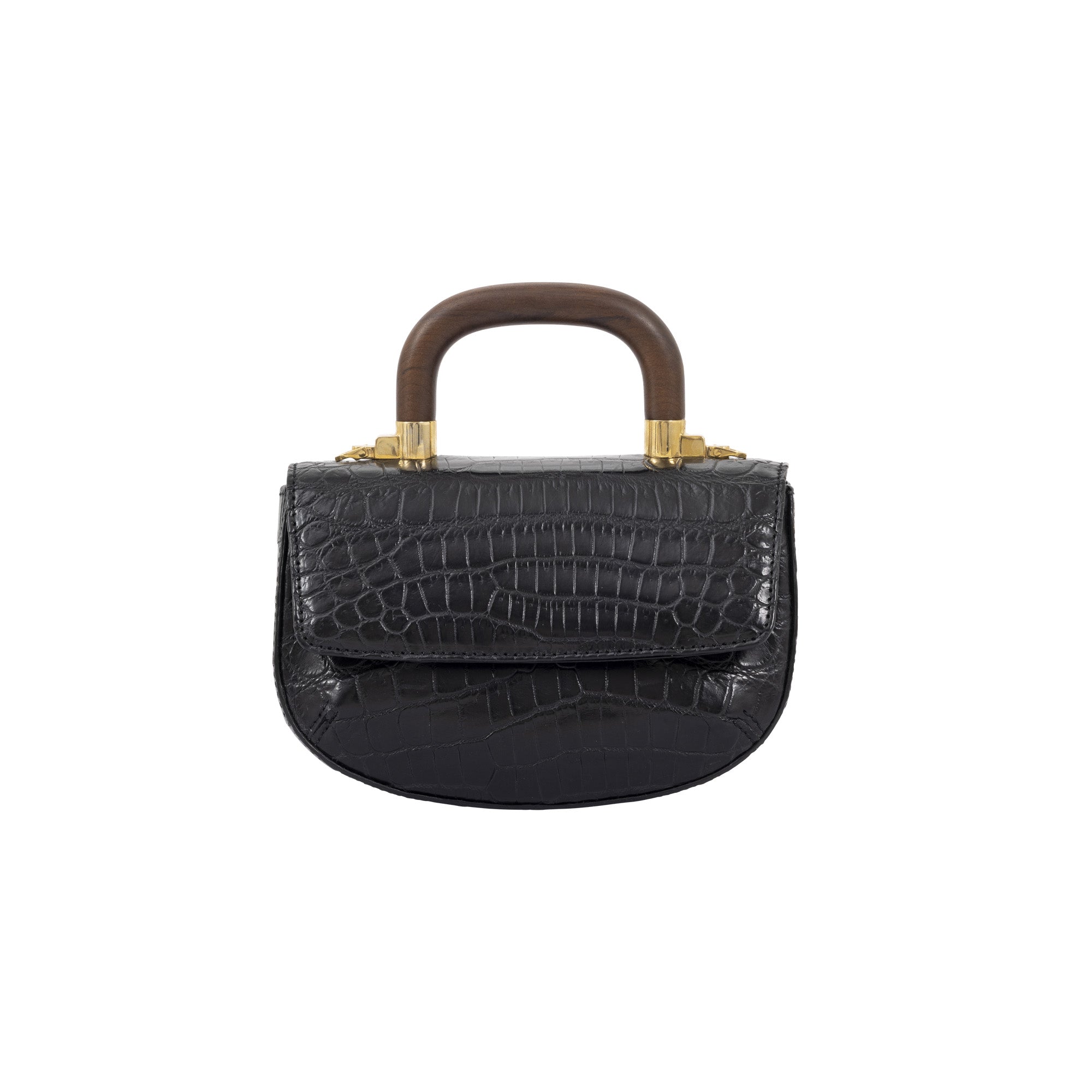 Mini Picco in Black Crocodile