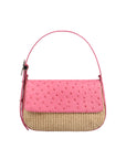 Delphine in Indian Pink Ostrich & Natural Raffia