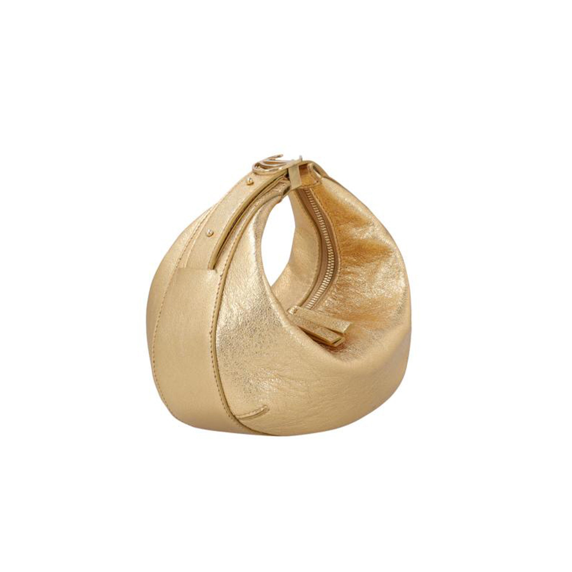 Gold handbag on a white background