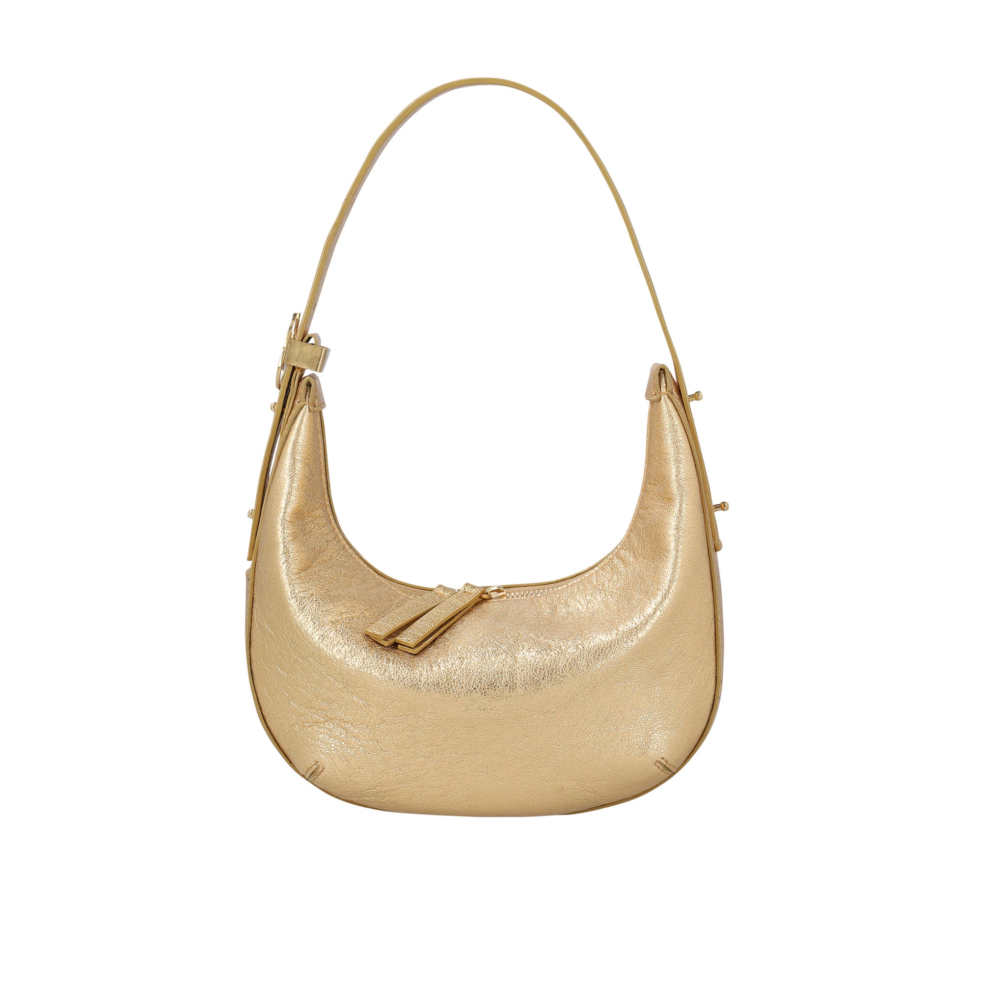 Gold handbag on a white background