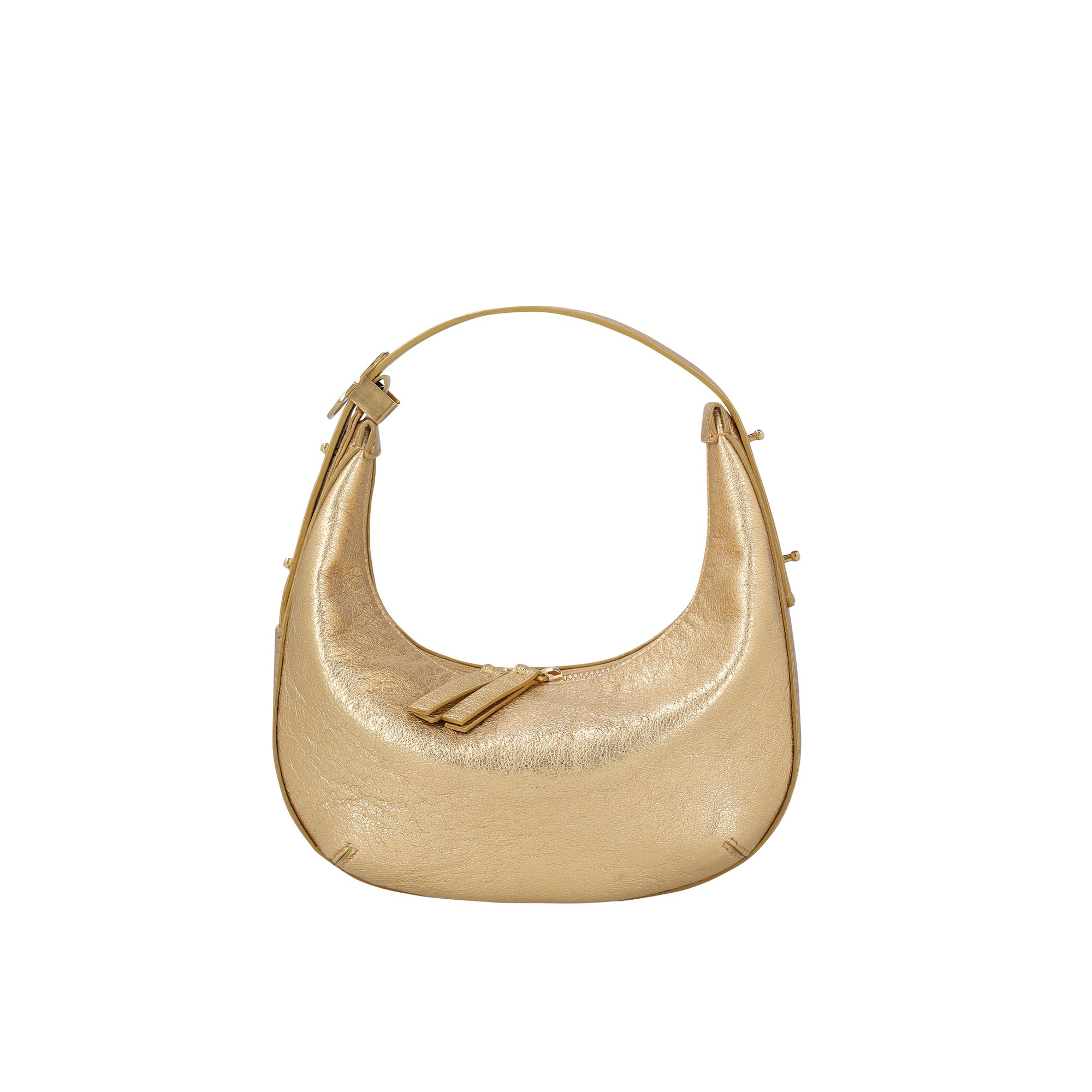 Gold handbag on a white background