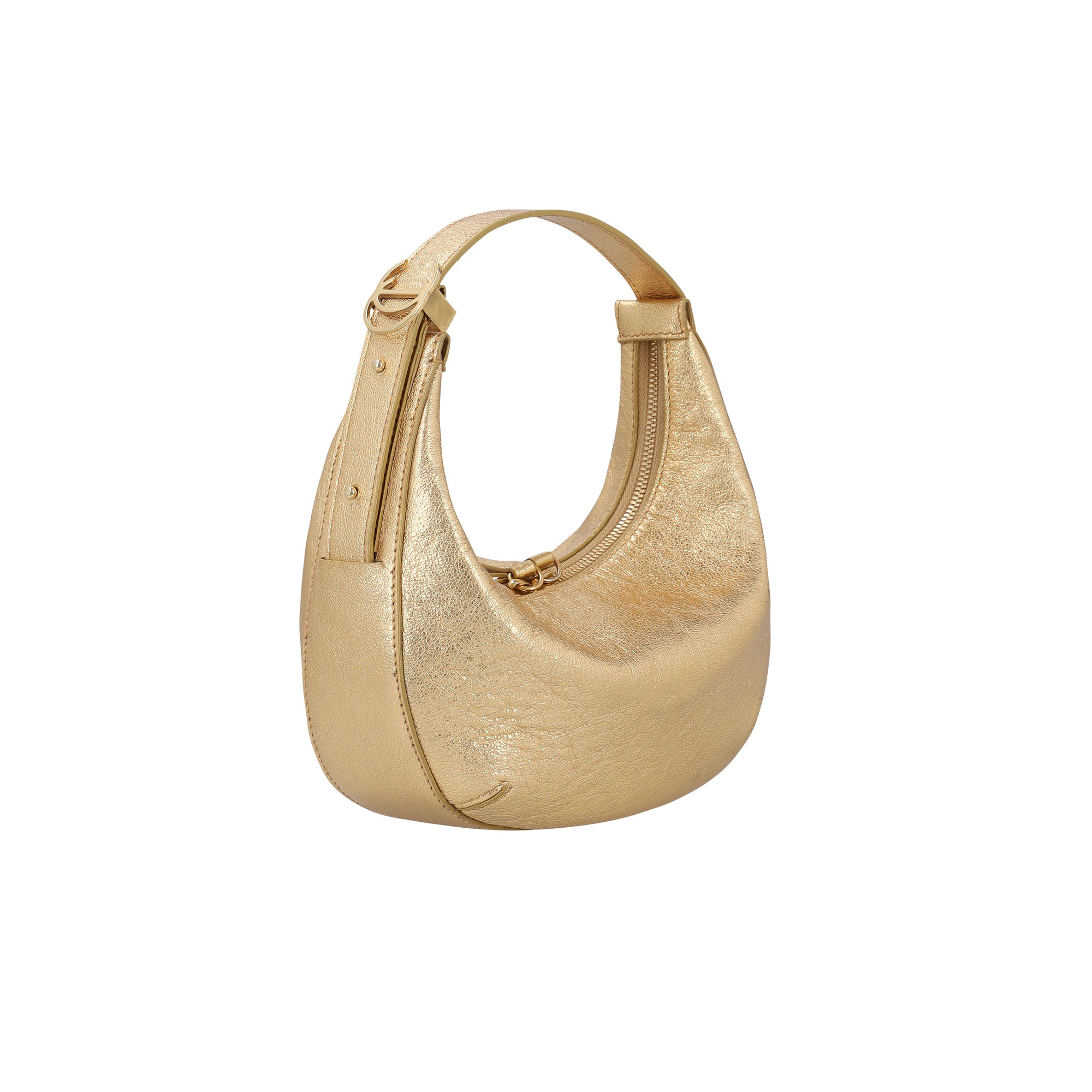 Gold handbag on a white background