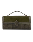 Freye with trim in Olive Ostrich Leg & Moss Haircalf