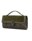Freye with trim in Olive Ostrich Leg & Moss Haircalf