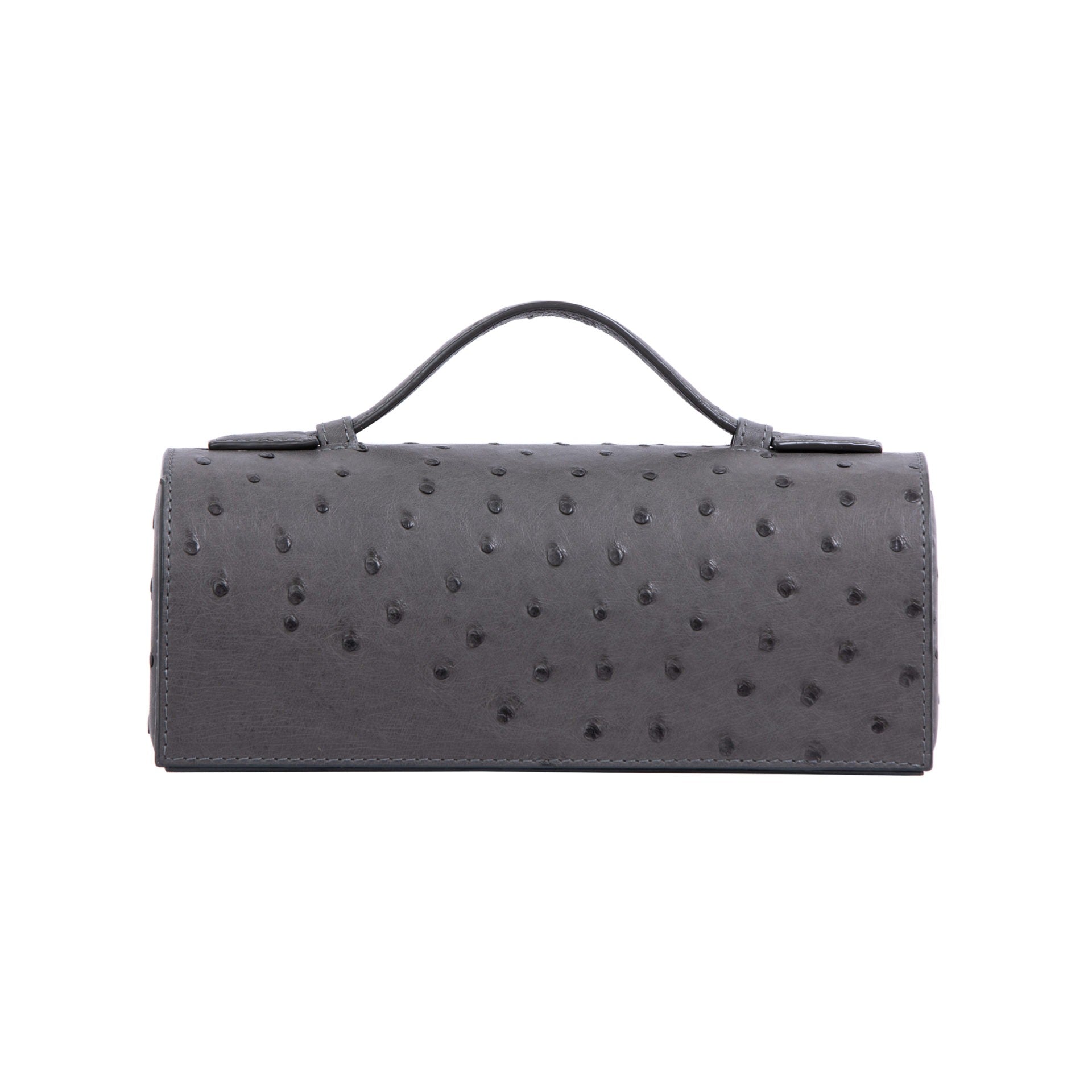 Anthracite ostrich textured watch box on a white background 