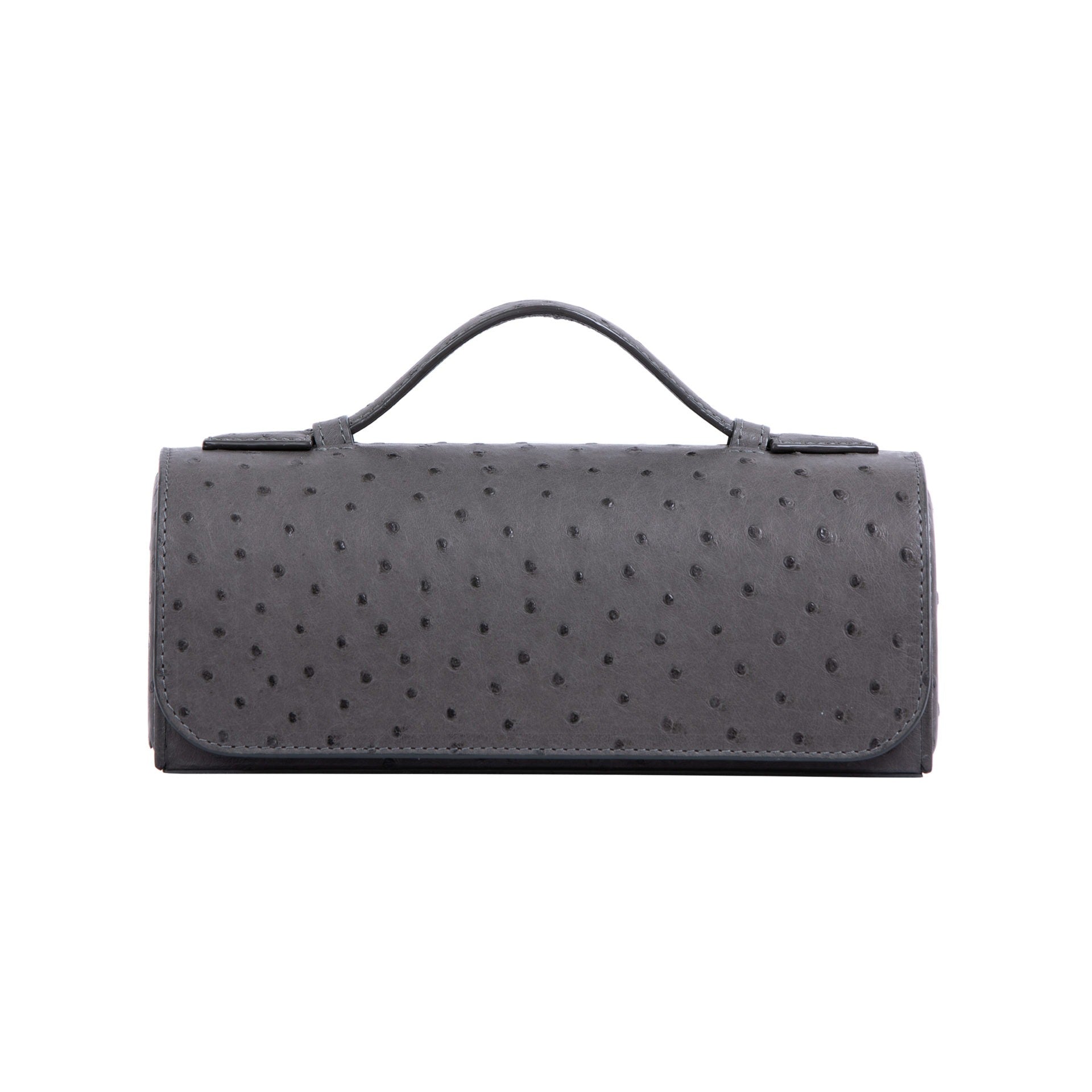 Anthracite ostrich textured watch box on a white background 