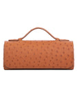 Cognac ostrich textured watch box on a white background 