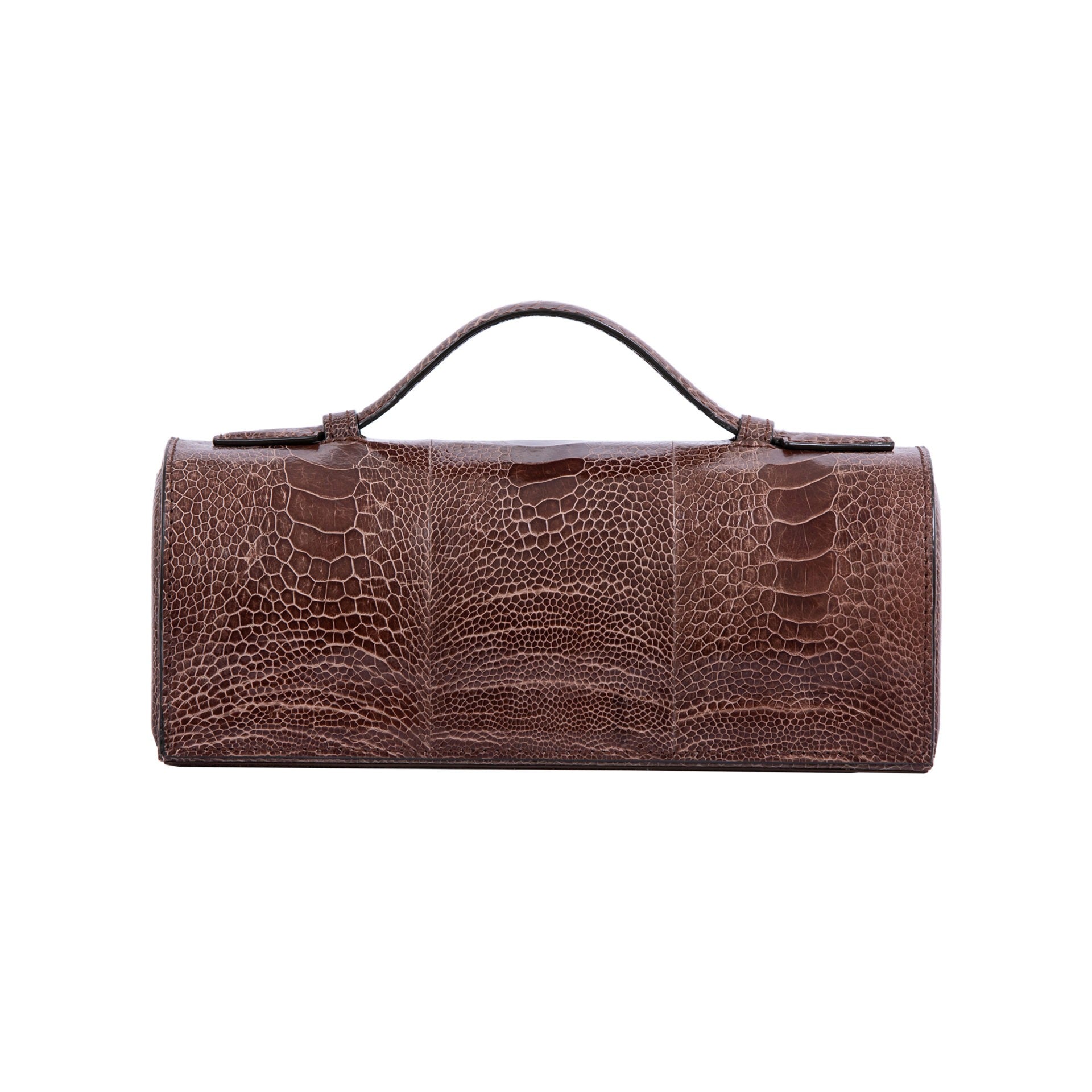 Burnt amber textured watch box on a white background 