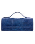 Blue crocodile textured watch box on a white background 