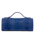 Blue crocodile textured watch box on a white background 