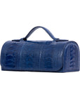 Blue crocodile textured watch box on a white background 