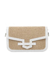 Caia Crossbody in White Ostrich & Raffia