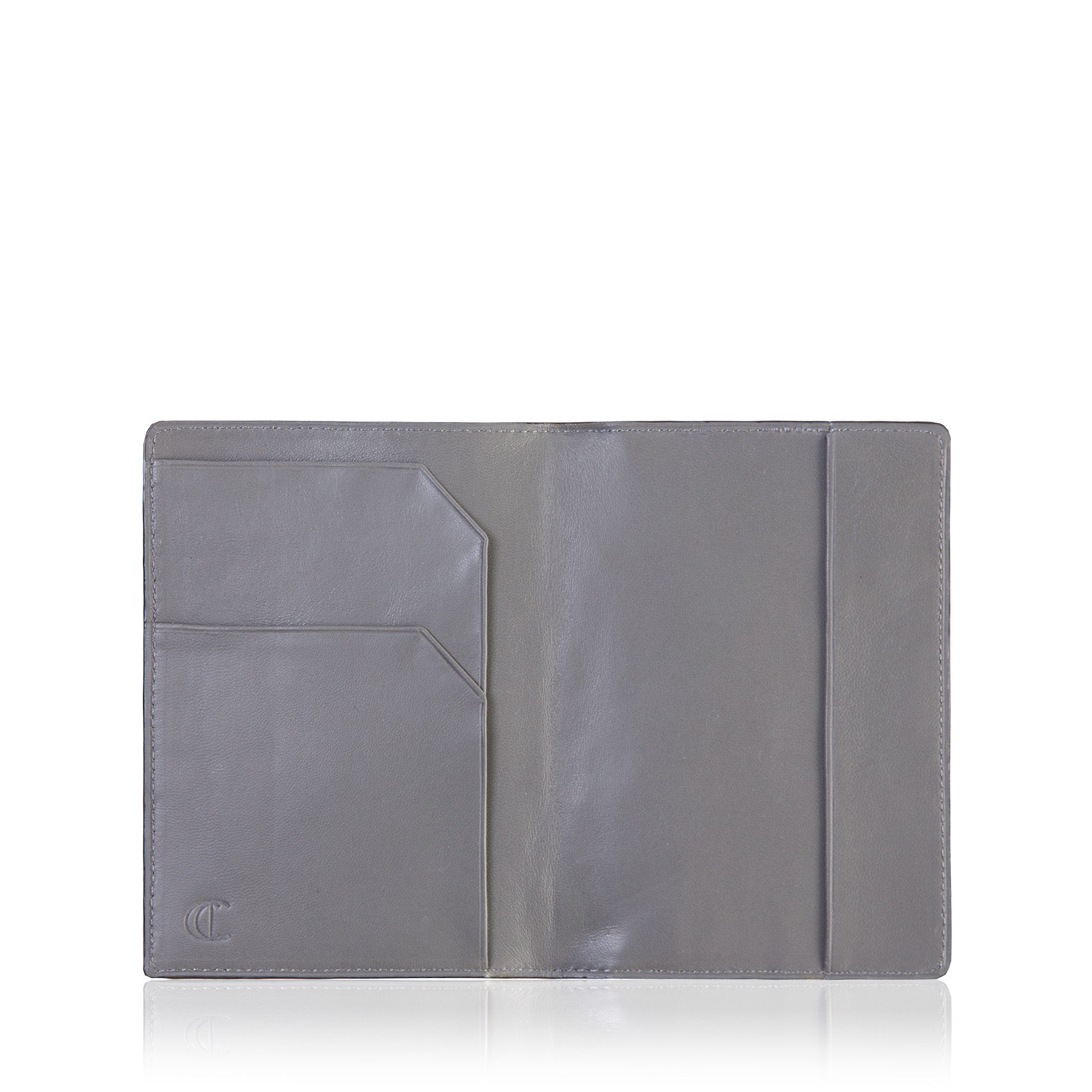 Gray leather wallet on a white background
