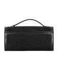 Freye with trim in Black Raffia & Black Ostrich Leg