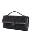 Freye with trim in Black Raffia & Black Ostrich Leg