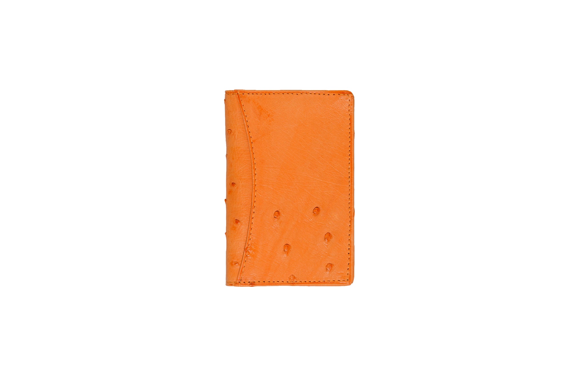 Orange leather wallet on a white background