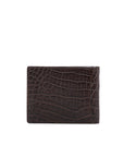 Dark brown crocodile-patterned wallet on a white background