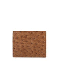 Brown ostrich-textured wallet on a white background