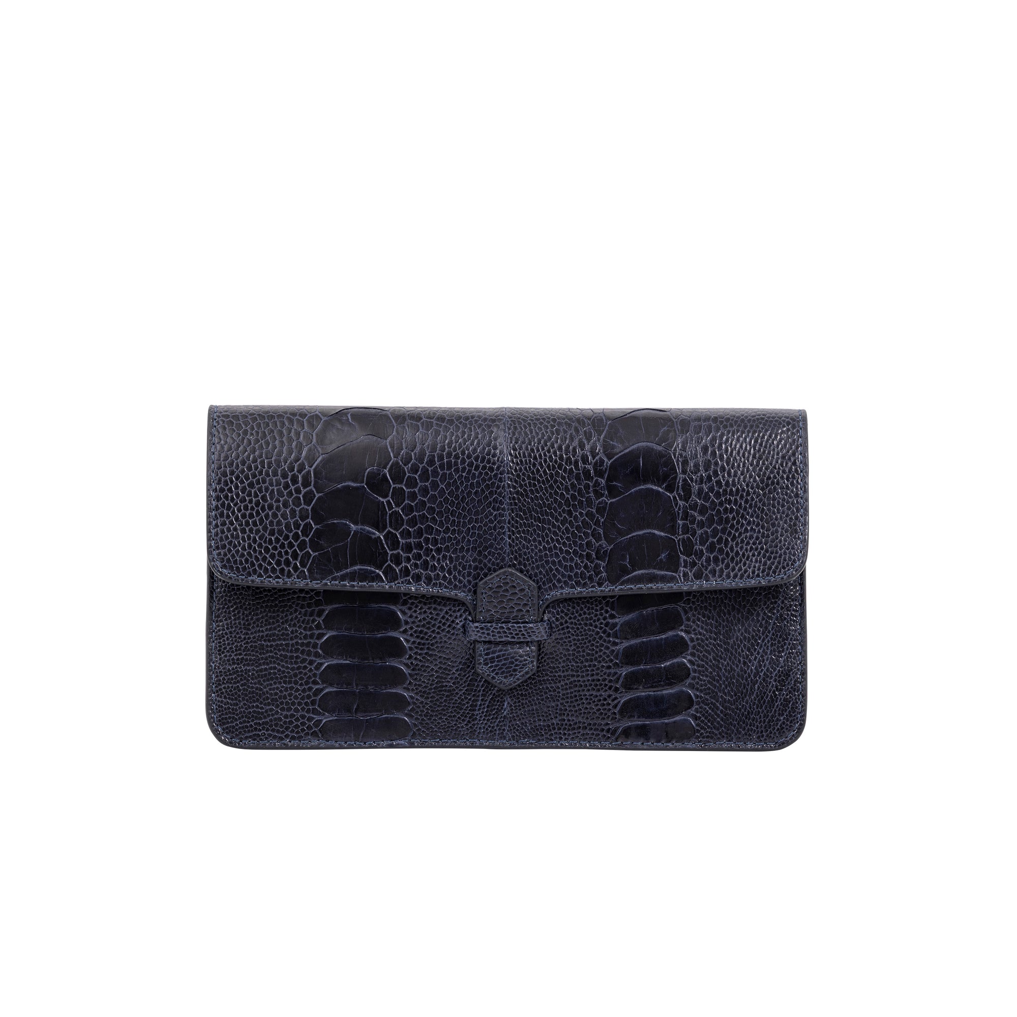 Navy textured wallet on a white background