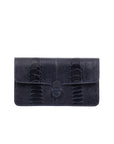 Navy textured wallet on a white background