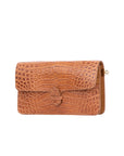 Accordion Crossbody Wallet in Cognac Crocodile