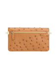 Accordion Crossbody Wallet in Cognac Ostrich