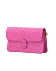 Accordion Crossbody Wallet in Cyclament Ostrich