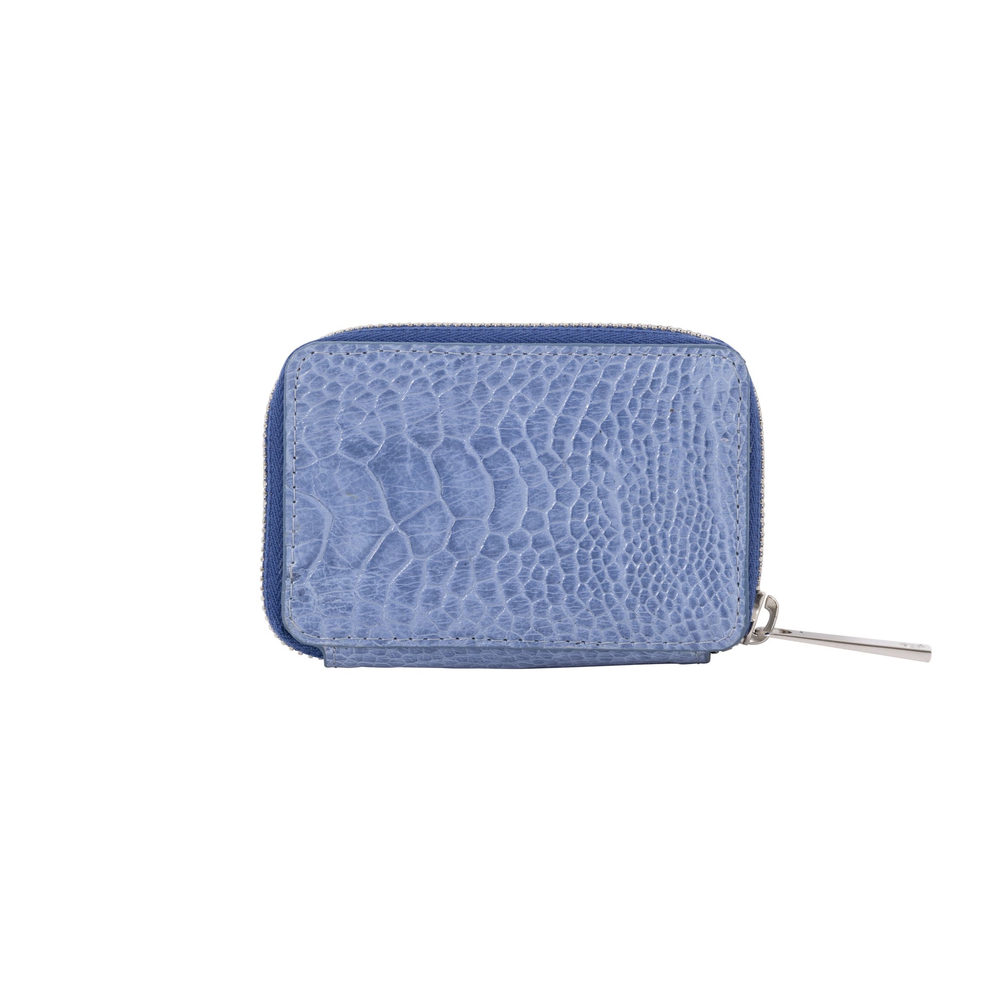 Blue textured wallet purse on a white background