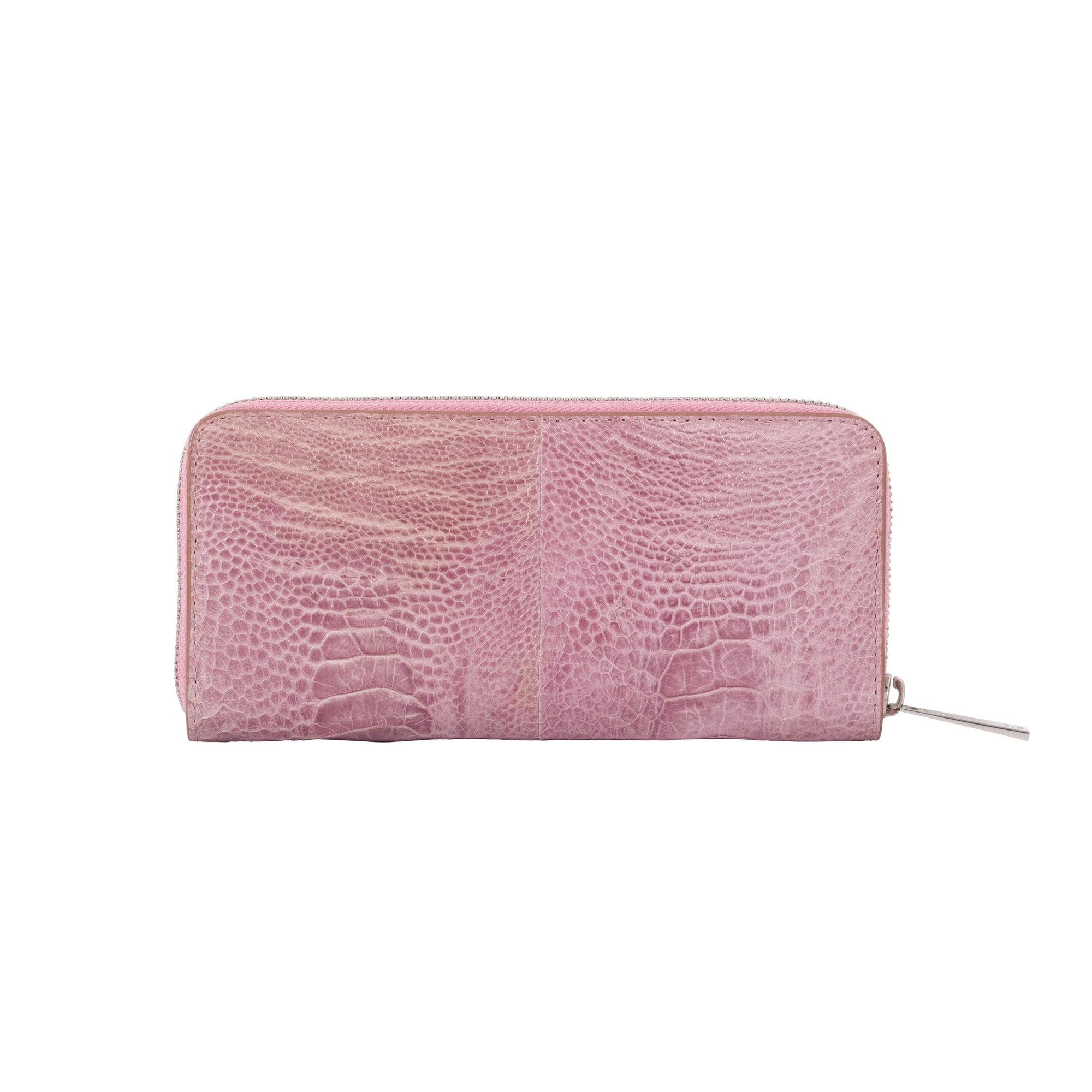 Pink textured wallet on a white background