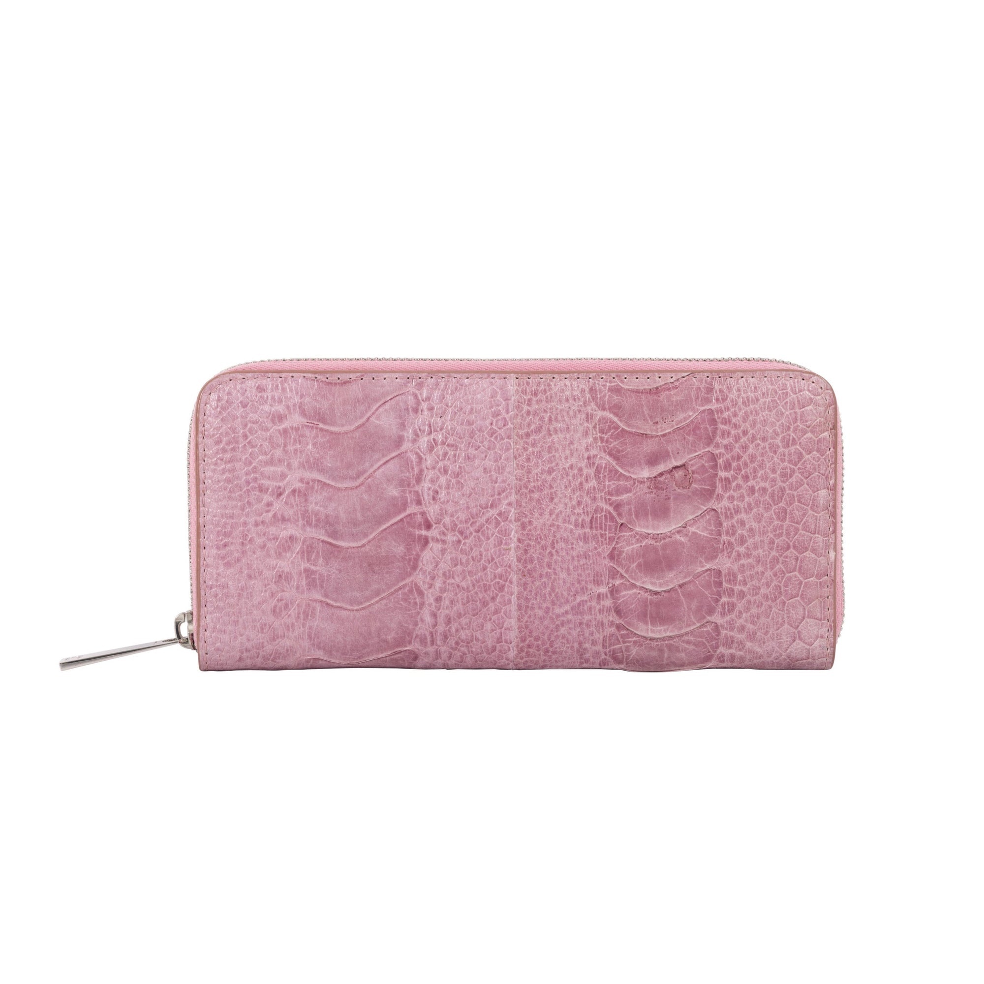 Pink textured wallet on a white background