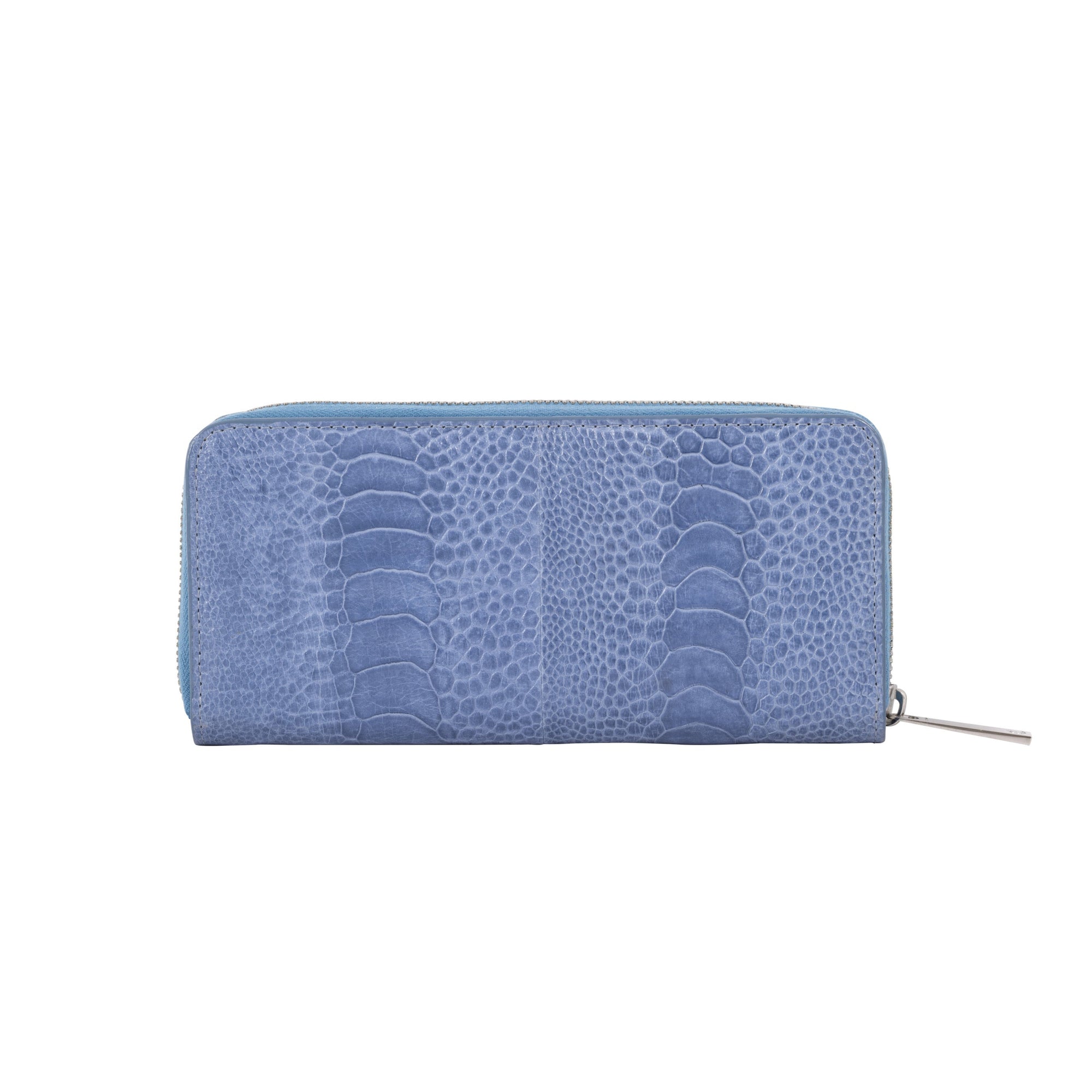 Blue textured wallet on a white background