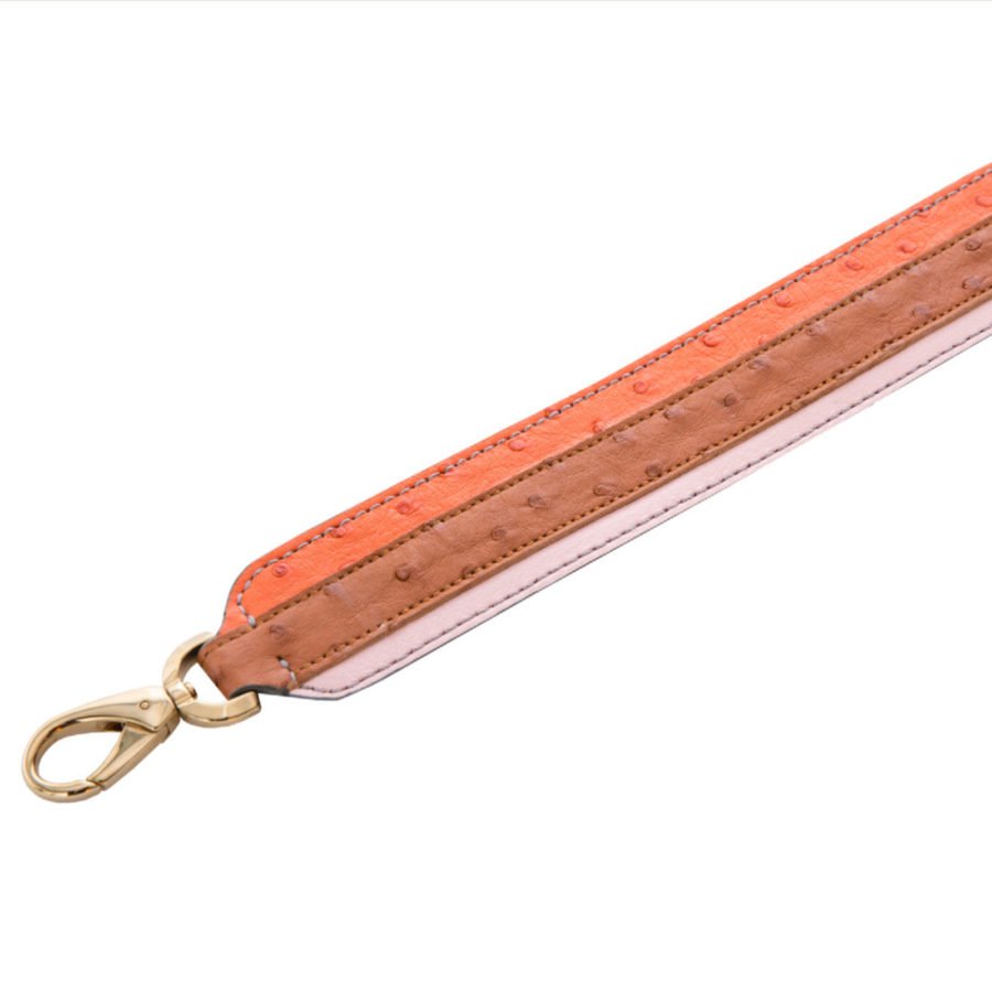 Linear strap in Tangerine/Luggage/Powder Pink 1