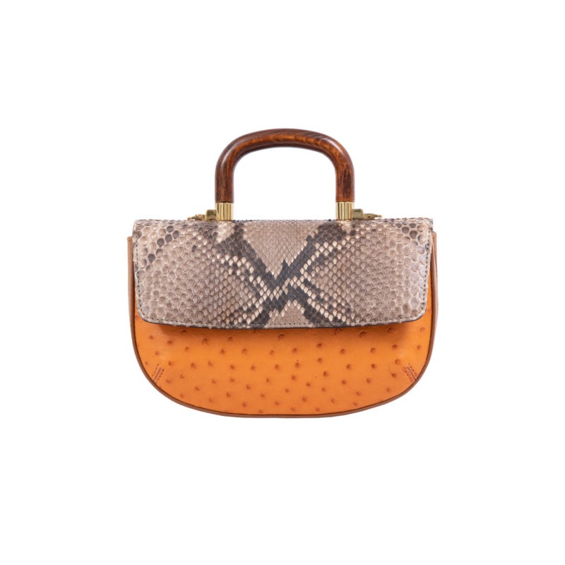 Picco in Toffee Python & Apricot Ostrich Combination 3