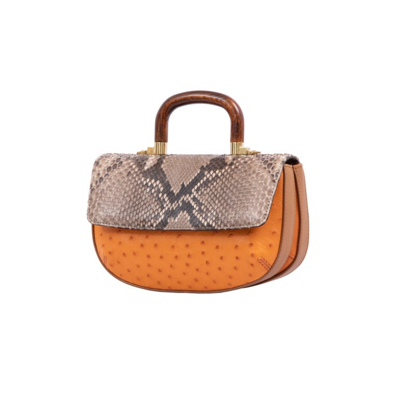 Picco in Toffee Python & Apricot Ostrich Combination 2