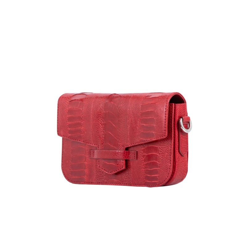 Caia Crossbody in Flame Red Ostrich Leg 3