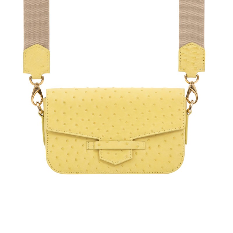 Caia Crossbody in Mimosa Ostrich 1