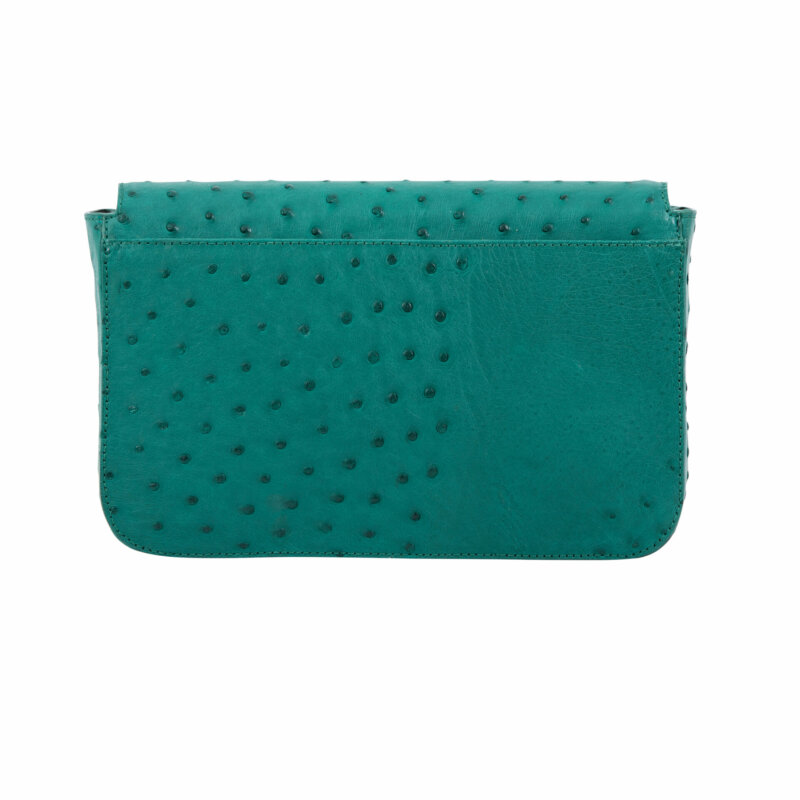 Kasai in Brilliant Green Ostrich with Short Woven Strap 5