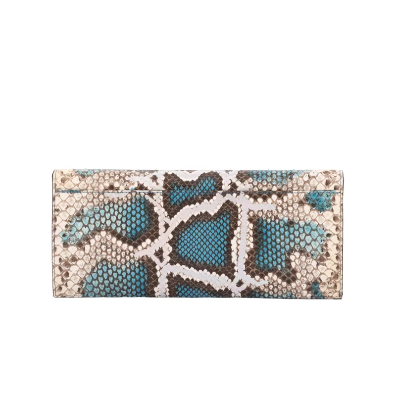 Nile Clutch in Natural Python Azure 4