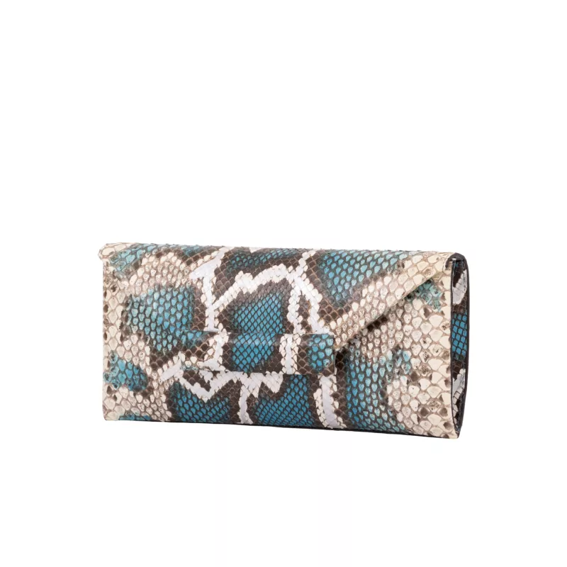Nile Clutch in Natural Python Azure 3