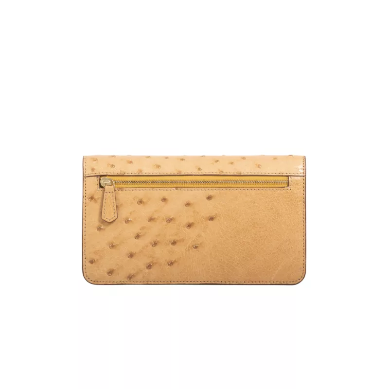 Accordion Crossbody Wallet in Caramel Shimmer Ostrich 3